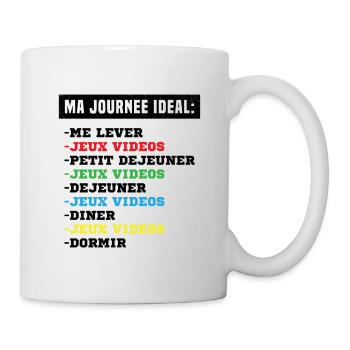 geek ma journée idéale idée cadeau gamer homme - Mug blanc - blanc - Droite