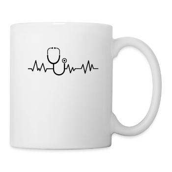Mein Herz schlägt für das Stethoskop - Tasse - Weiß - Rechts