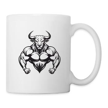 Bulle Stier Muskeln Workout Gym - Tasse - Weiß - Rechts