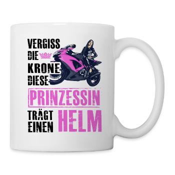 Vergiss die Krone diese Prinzessin trägt einen Hel - Tasse - Weiß - Rechts