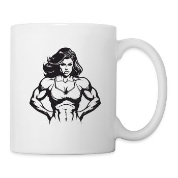 Woman Muscles Gym Bodybuilding Fitness - Mug - white - Right