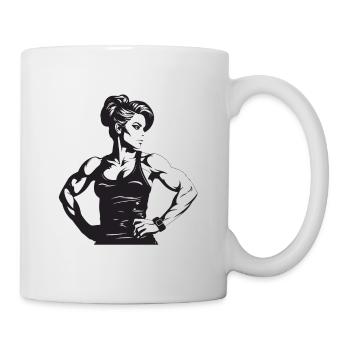 Woman Muscles Bodybuilding Fitness Gym - Mug - white - Right