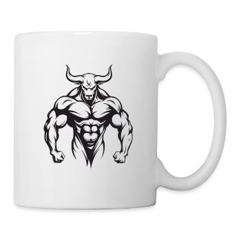 Bulle Stier Taurus Muskeln Workout Gym - Tasse - Weiß - Rechts