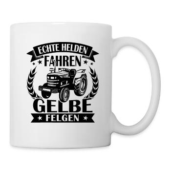 Echte helden fahren gelbe felgen - Tasse - Weiß - Rechts