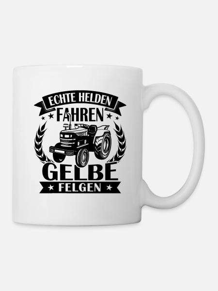 Echte helden fahren gelbe felgen - Tasse - Weiß