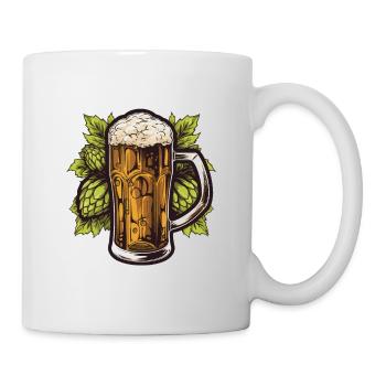 Beer glass, hops, malt, beer - Mug - white - Right