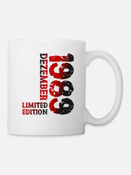 1989 Dezember Limited Edition 34. Geburtstag Deko - Tasse - Weiß