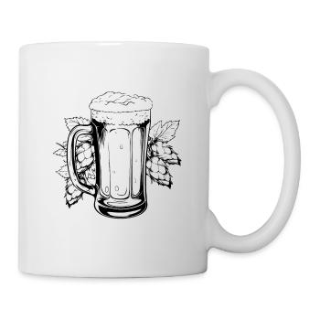 Beer glass, hops, malt, beer - Mug - white - Right
