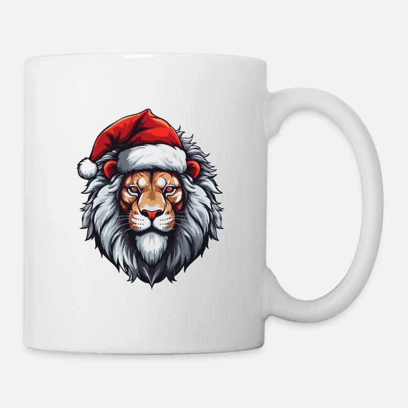 Löwe Porträt Weihnachten - Tasse - Weiß