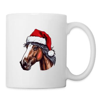 Pferd Porträt Weihnachten - Tasse - Weiß - Rechts