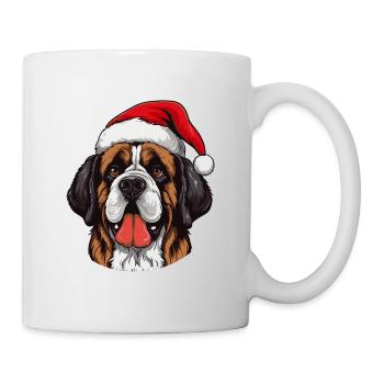 Portrait de Noël tête de chien Saint Bernand - Mug blanc - blanc - Droite