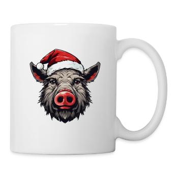 Portrait de Noël tête de sanglier - Mug blanc - blanc - Droite
