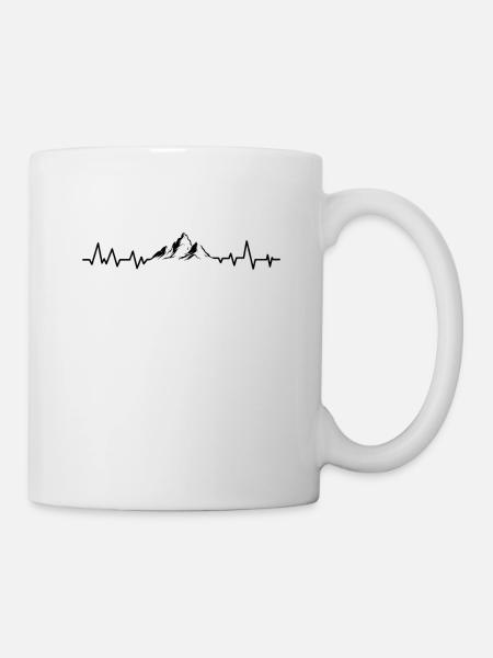 Herzschlag Berge EKG Wandern Wanderung - Tasse - Weiß