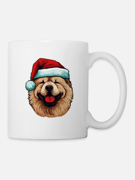 Portrait de Noël tête de chien Chow Chow - Mug blanc - blanc