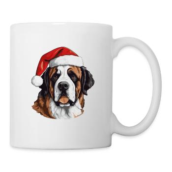 Portrait de Noël tête de chien Saint Bernand - Mug blanc - blanc - Droite