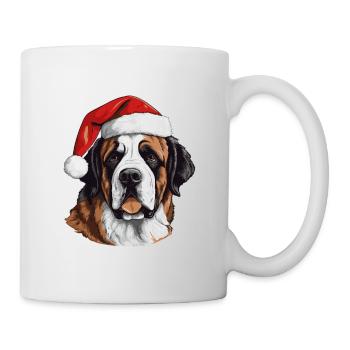 Portrait de Noël tête de chien Saint Bernand - Mug blanc - blanc - Droite