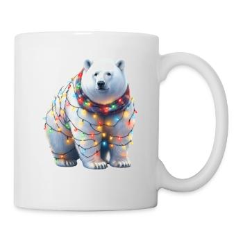 Niedlicher Eisbär mit Lichterkette - Tasse - Weiß - Rechts