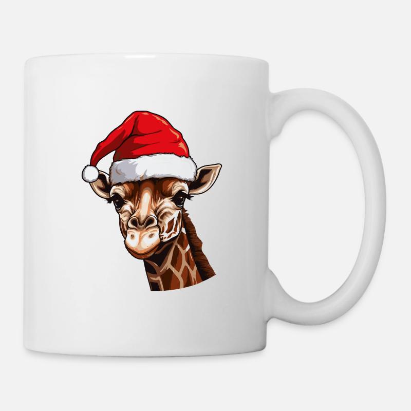 Giraffe Kopf Weihnachten Portät - Tasse - Weiß