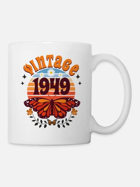 Papillon Année 1949 Femme 75 Ans Anniversaire - Mug blanc - blanc