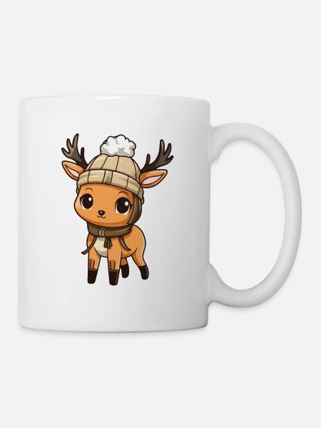 Deer Antlers Animal Baby Comic Winter - Mug - white
