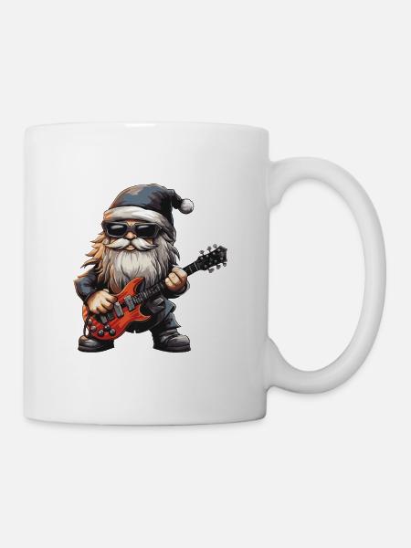 Weihnachtsmann Gitarre Santa Party - Tasse - Weiß