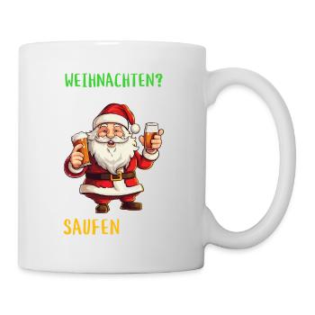 Weihnachtsmann Bier Saufen Alkohol Weihnachten - Tasse - Weiß - Rechts