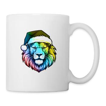 Lion Head Christmas Portrait Colorful - Mug - white - Right