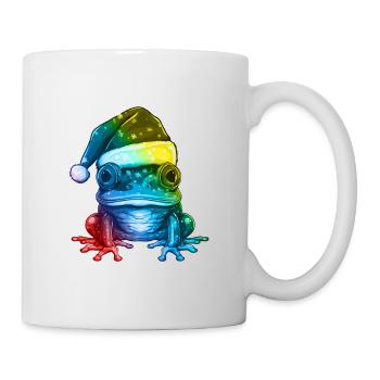 Tête de grenouille Noël Portrait coloré - Mug blanc - blanc - Droite