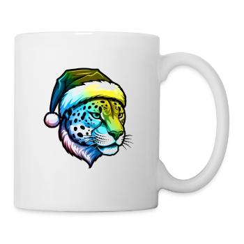 Tête de guépard Noël Portrait coloré - Mug blanc - blanc - Droite