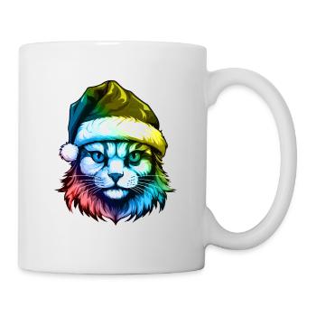 Cat Head Christmas Portrait Colorful - Mug - white - Right