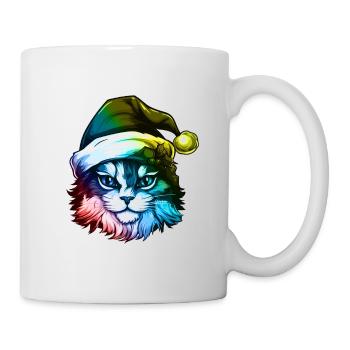 Cat Head Christmas Portrait Colorful - Mug - white - Right