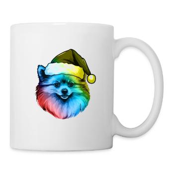 Portrait de Noël de Poméranie Chien de Poméranie coloré - Mug blanc - blanc - Droite