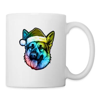 German Shepherd Dog Head Christmas Portrait Colorful - Mug - white - Right