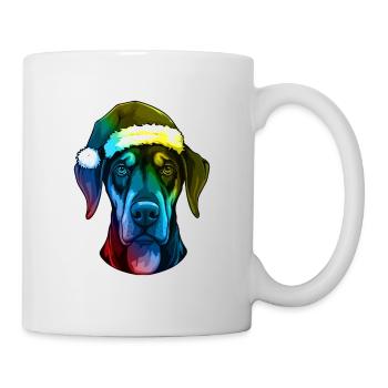 Doberman Dog Head Christmas Portrait Colorful - Mug - white - Right