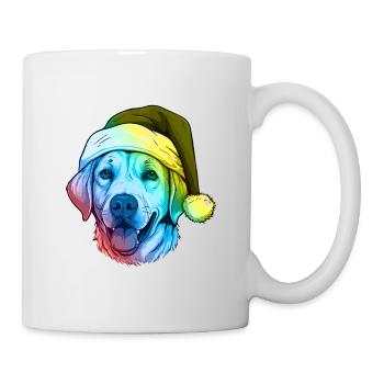 Labrador Hund Kopf Weihnachten Portät Bunt - Tasse - Weiß - Rechts