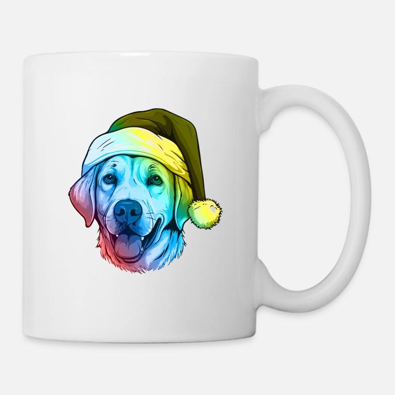 Labrador Hund Kopf Weihnachten Portät Bunt - Tasse - Weiß