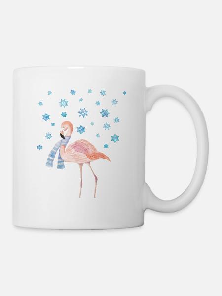 Flamingo im Schnee - Tasse - Weiß