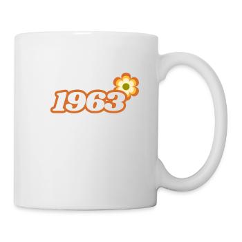 1963 Born with Retro Hippie Flower - Mug - white - Right