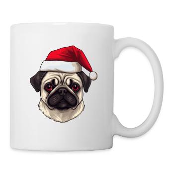 Pug Hund Mops Weihnachten Kopf - Tasse - Weiß - Rechts