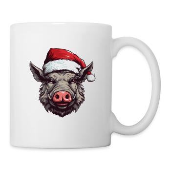 Tête d’animal de Noël de sanglier - Mug blanc - blanc - Droite