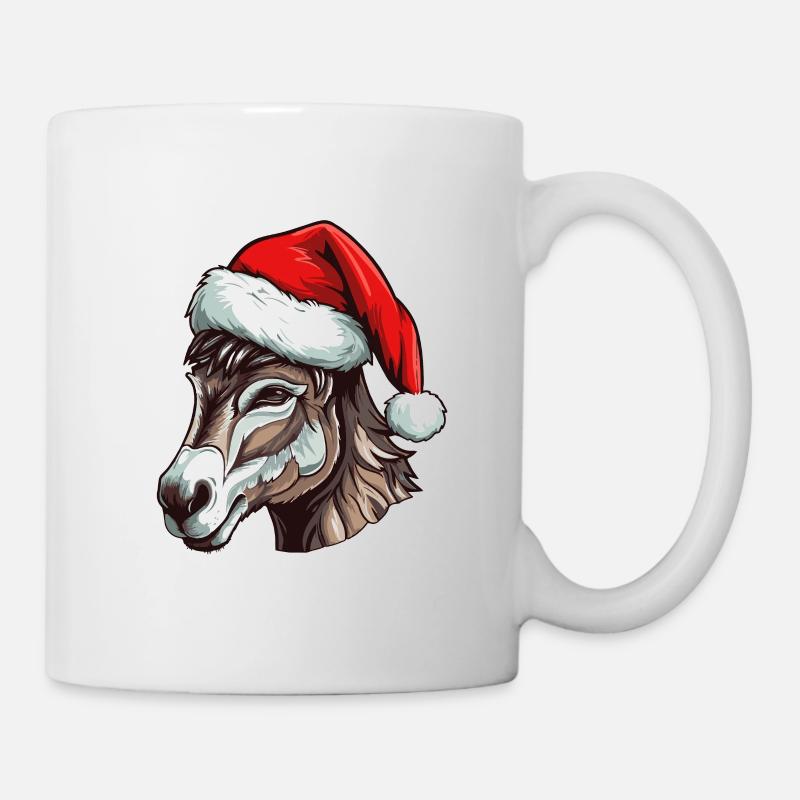 Esel Weihnachten Tier Kopf - Tasse - Weiß