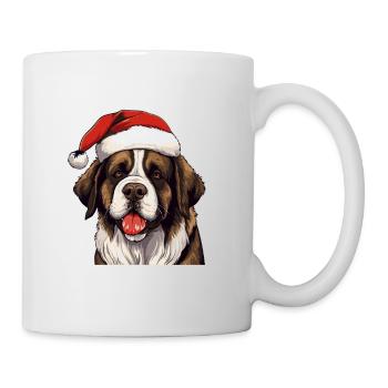 Saint Bernand Dog Christmas Portrait Xmas - Mug - white - Right