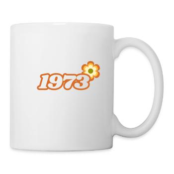 1973 Born with Retro Hippie Flower - Mug - white - Right
