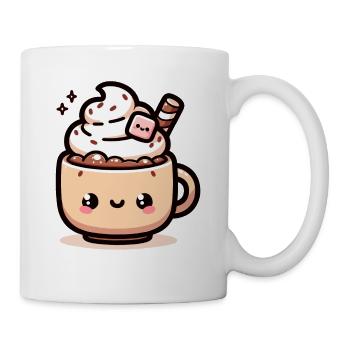 Chocolat chaud kawaii chaud et confortable avec - Mug blanc - blanc - Droite