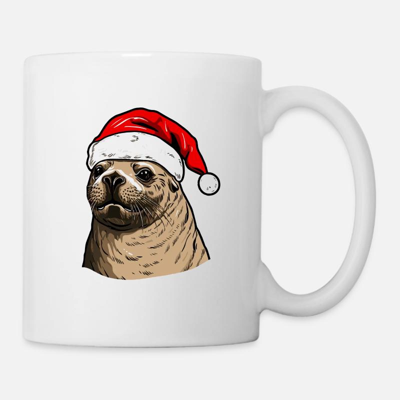Robbe Seehund Weihnachten Tier Kopf - Tasse - Weiß