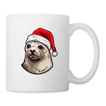 Robbe Seehund Weihnachten Tier Porträt Xmas - Tasse - Weiß - Rechts