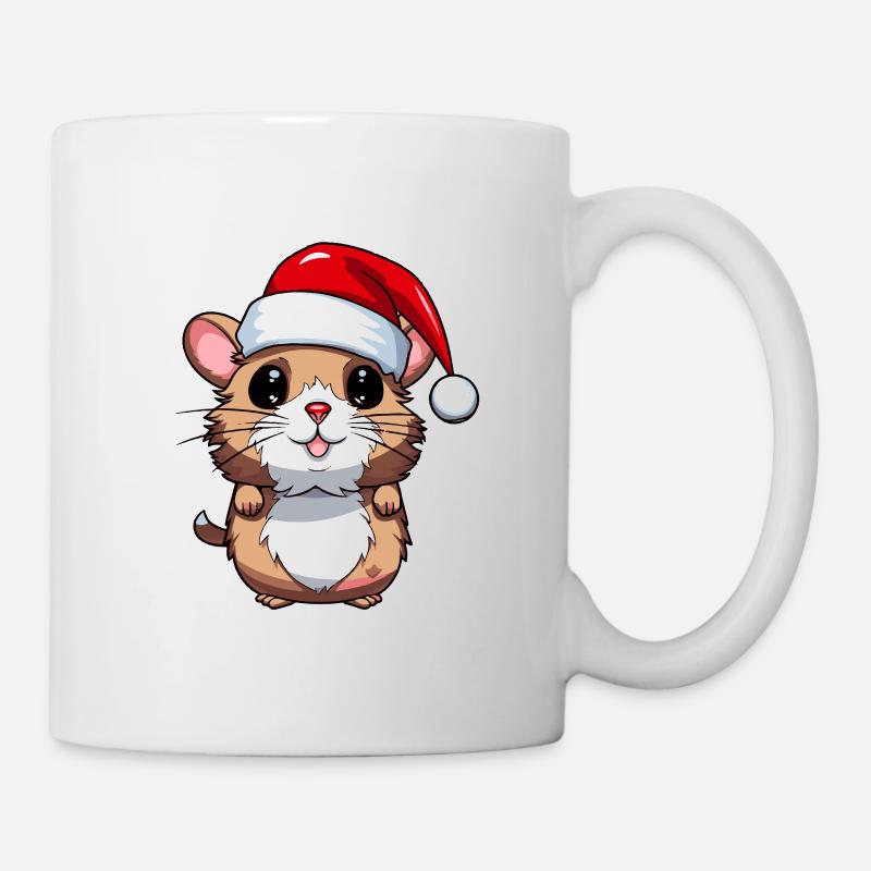 Hamster Weihnachten Tier Porträt Xmas - Tasse - Weiß