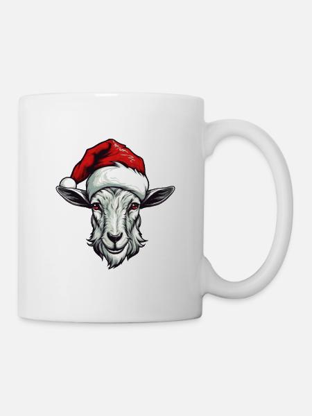 Ziege Xmas Weihnachten Porträt Xmas - Tasse - Weiß