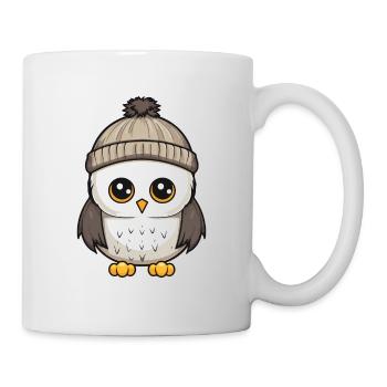 Eule Winter Comic Illustration - Tasse - Weiß - Rechts