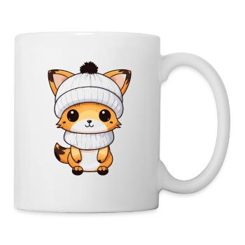 Fuchs Winter Comic Illustration - Tasse - Weiß - Rechts